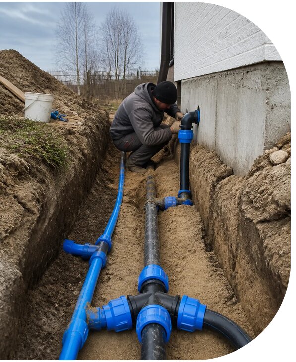 Монтаж наружного водопровода на участке под ключ в Вичуге